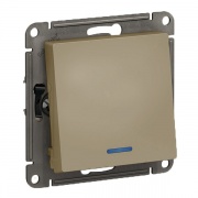 Одноклавишный переключатель с подсветкой 10А SE AtlasDesign, шампань