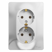 Розетка двойная с заземлением 16А в сборе SE Glossa, белый