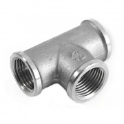 Тройник латунный резьбовой равнопроходный STOUT (ВР) - 3/8" (никелированный)