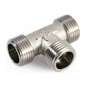 Тройник латунный резьбовой равнопроходный STOUT (НР) - 1" (никелированный)