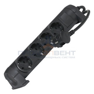 Удлинитель Legrand "Комфорт" черный 16А 4 розетки 1,5м с выключателем