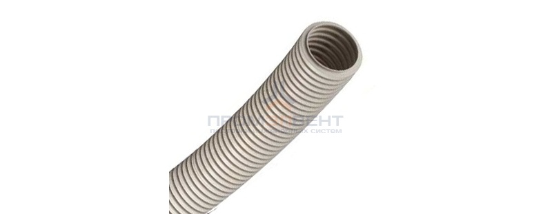 Труба ПВХ гибкая гофр. д.16мм, лёгкая без протяжки, цвет серый [бухта 25м]