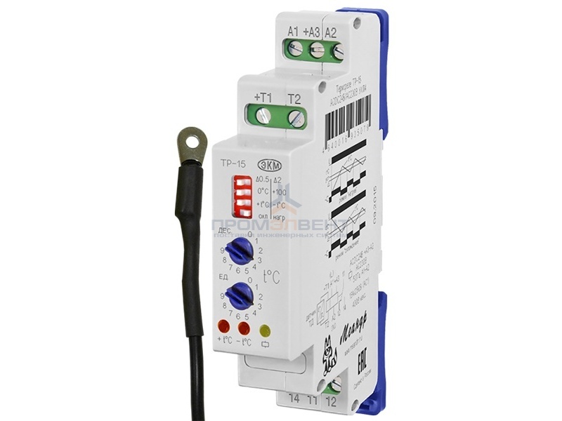 Реле контроля температуры ТР-15  ACDC24В/АС230В -55°С...+125 °С УХЛ4 с датчиком ТД-2
